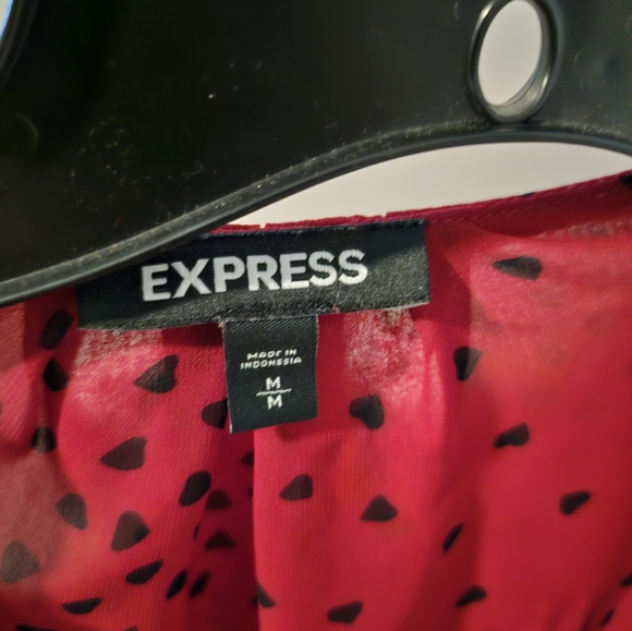 Red heart-shaped Polka Dot Wrap Top - Picture 2 of 8